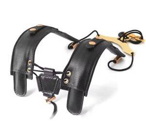 Double shoulder strap for saxophone, black with gold buckle — Bor
