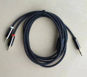 Kabl 2× RCA (činč) na malu bananu 3,5 mm, crni opleten, 1 m — Bor