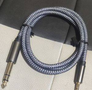 Stereo kabl banana 6,3 mm – mala banana 3,5 mm, sivi opleten, 1 m — Bor