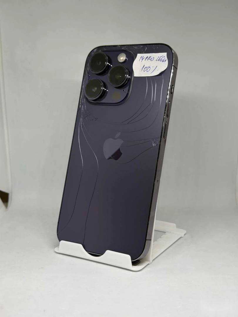 iPhone 14 Pro 128 GB Deep Purple, spate spart, baterie nouă