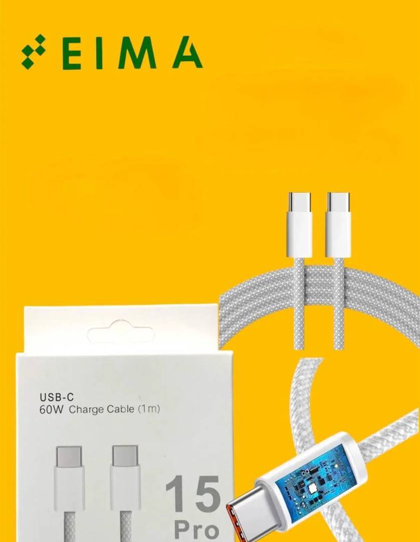 Cablu de date USB EiMa Type-C la Type-C 60W, împletit