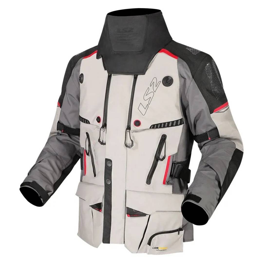 Moška motoristična jakna LS2 Apollo, Cordura, sivo-črveno-črna — nova